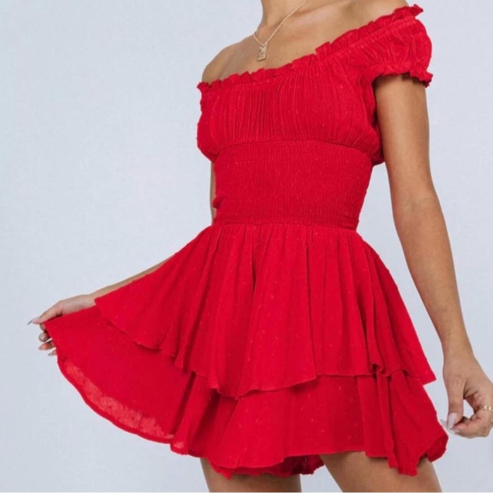 Princess Polly Red Off-the-Shoulder Mini Dress